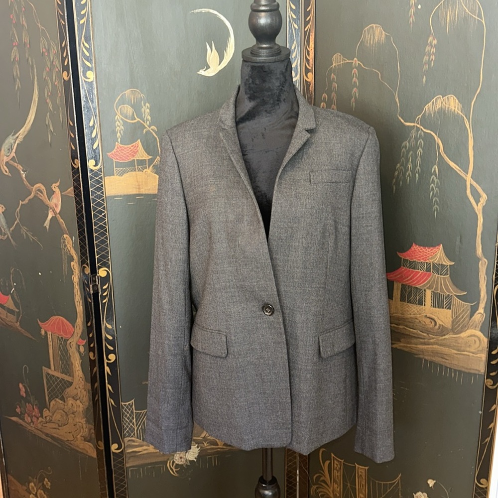 J CREW Wool Regent Blazer Suit Sz 14 
B0323 Jacket gray single button flannel